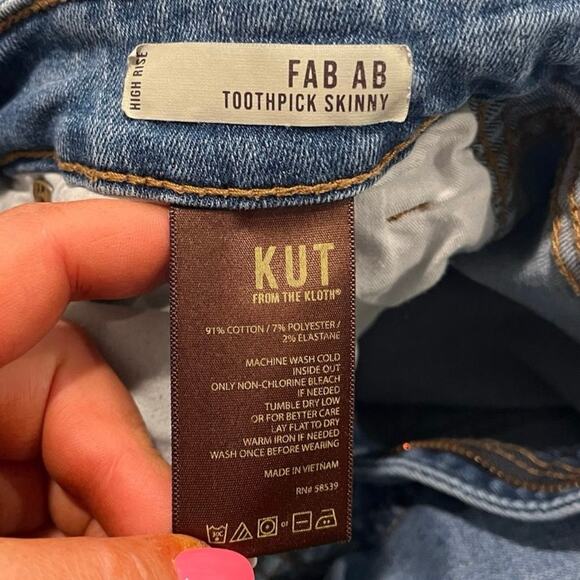 Kut From The Kloth Fab AB Toothpick Skinny Jeans High Rise Light Wash Size 14 - Picture 6 of 11
